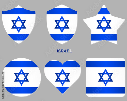 Israel flag, national symbol, vector illustration with blue, white, and Star of David