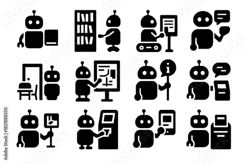Icons bot icon event robot catalog mobile vector return map library