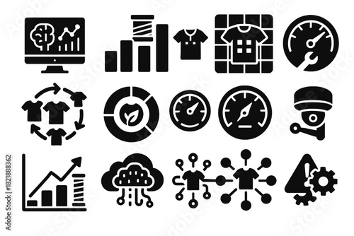 Textile icon efficiency iot symbol predictive vector cloud analytics data optimization camera