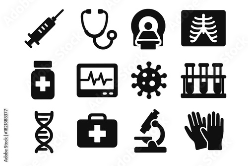 Icon scanner dna lab test virtual gloves medical surgical model strand vector