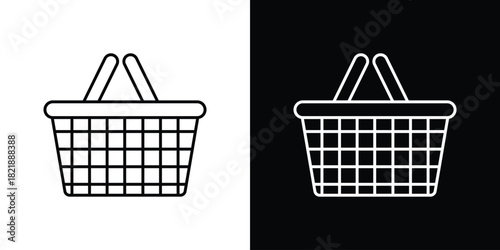 Picnic basket icons isolated outline vector icon with editable stroke