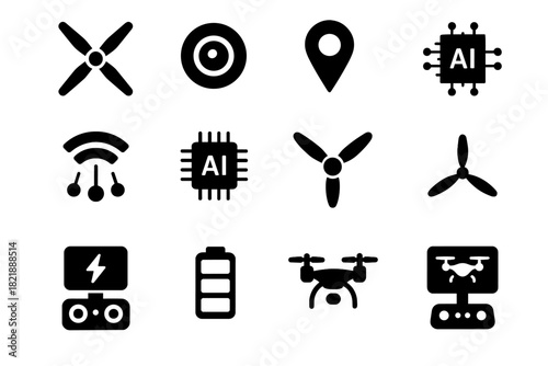 Data aerial rotor sensor chip monitoring display ai navigation vector transmitter drone