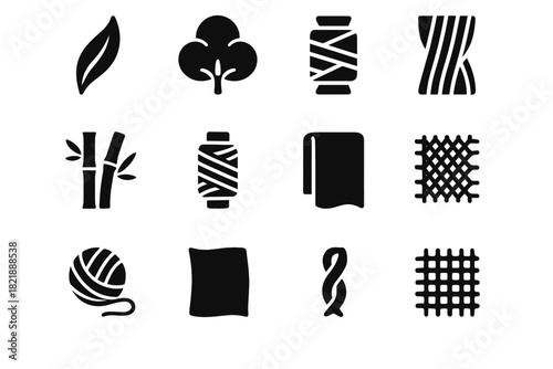Futuristic icons fabric organic polymer icon vector textile woven mesh cloth microfibre
