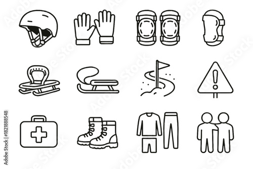 Aid sign first elbow thermal icons safety vector sledding pads icon knee