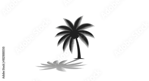 Dreaming of Paradise with this Palm Tree Silhouette on White - Perfect for Summer Vibes and Relaxing Tropical Designs