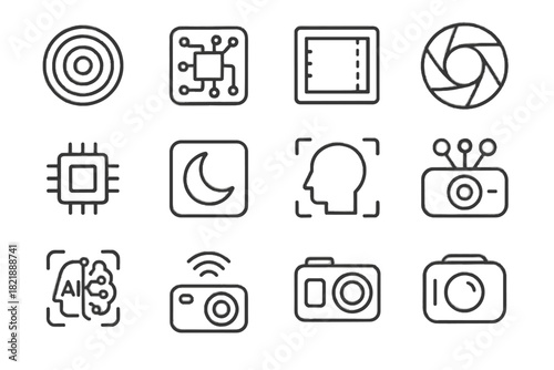 Object vector sensor ai icons icon module camera digital control system tracking