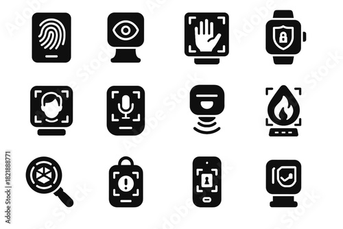 Icon vector futuristic heat wrist fingerprint object micro compact security scanner nano