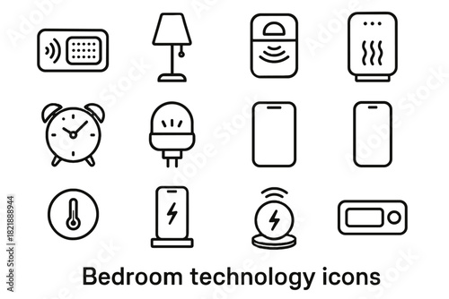 Smart charger icons bedroom purifier display vector night light smartphone dock icon