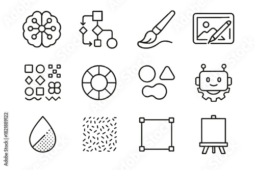 Icon algorithm vector brush sketch assistant icons canvas digital ai color tool