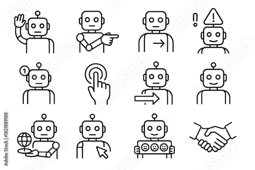 Notification robot interaction gesture tap vector pointing feedback signal icon icons speech