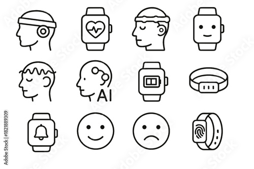 Assistant battery wearable band vector connectivity rate icon ai wireless tracker