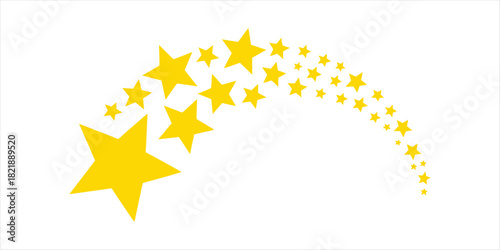 Golden star cascade festive design element on a white background