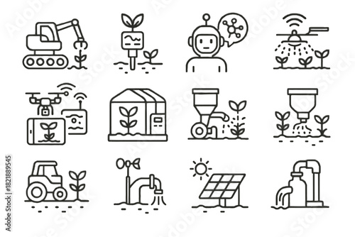 Monitor farm drone fertilizer weather icons icon vector pump smart dispenser scanner