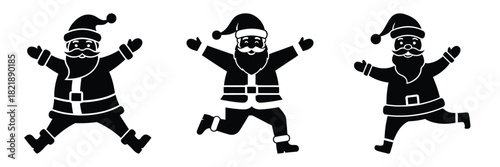 black silhouette santa merry hop on a white background graphic design