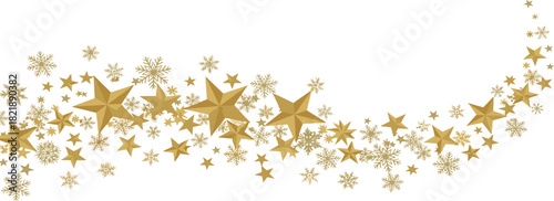 Festive Golden Stars and Snowflakes Swirl Decoration