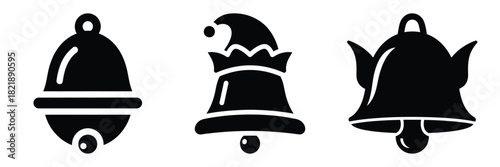 black silhouette elf bell drop on a white background graphic design