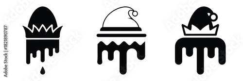 black silhouette elf candy drip on a white background graphic design