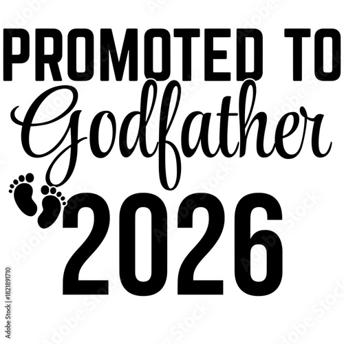 An announcement declares the exciting news of a new Godfather in 2026, accompanied by adorable baby footprints.