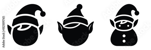 black silhouette elf snow puff on a white background graphic design