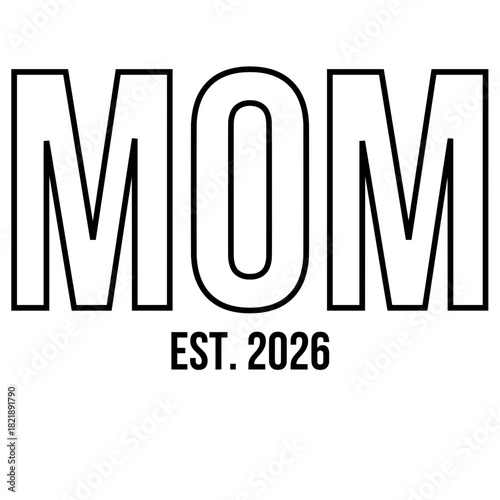 A typographic emblem proudly proclaims MOM with the establishment year below. This bold graphic design serves as a heartfelt declaration of motherhood, a celebration of family.