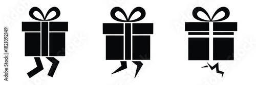 black silhouette gift box silly on a white background graphic design