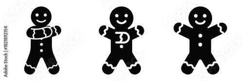 black silhouette gingerbread clap silhouette on a white background graphic design