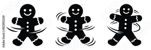 black silhouette gingerbread spin silhouette on a white background graphic design