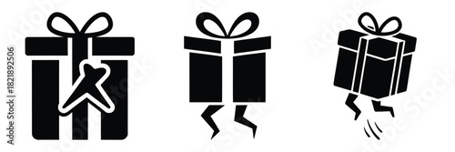 black silhouette naughty gift box on a white background graphic design