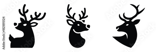 black silhouette reindeer cheeky turn on a white background graphic design