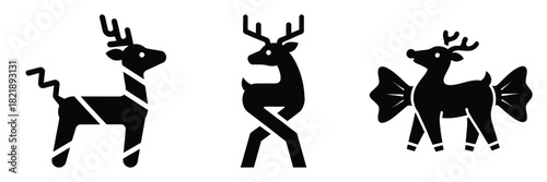 black silhouette reindeer candy wiggle on a white background graphic design