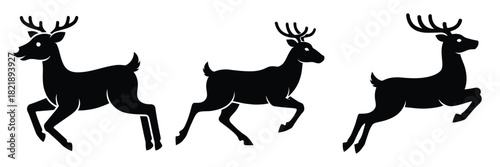 black silhouette reindeer munch hop on a white background graphic design