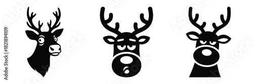 black silhouette reindeer silly stare on a white background graphic design