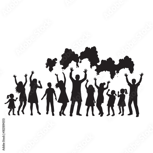 Silhouette of people tossing colored powders – Holi festival