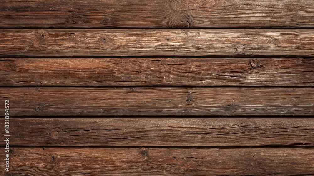 Obraz premium Close-up shot of weathered wooden planks, showcasing the texture and grain of the timber