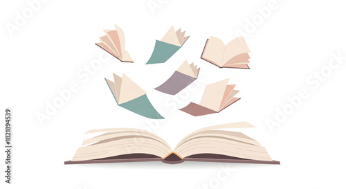 Unlock Knowledge with Floating Books for Education or Storytelling Projects, Perfect for Libraries, Schools, and Creative Designs, a Symbol of Learning