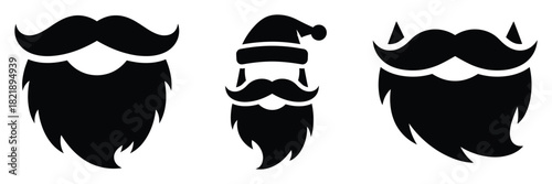 black silhouette santa beard wiggle on a white background graphic design