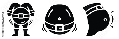 black silhouette santa belly bounce on a white background graphic design