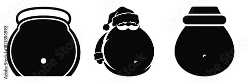 black silhouette santa belly shake on a white background graphic design