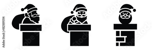 black silhouette santa chimney pop on a white background graphic design