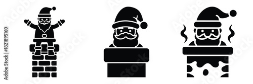 black silhouette santa chimney wiggle on a white background graphic design