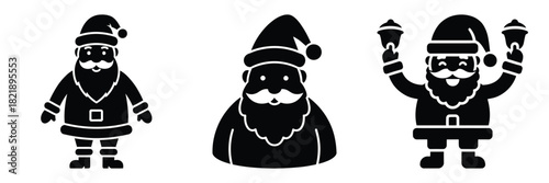 black silhouette santa jingle pop on a white background graphic design