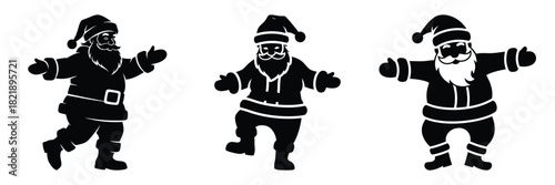 black silhouette santa jingle shuffle on a white background graphic design