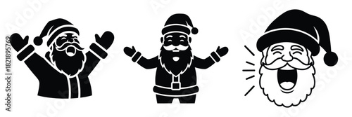 black silhouette santa joyful yell on a white background graphic design