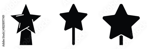 black silhouette wobbly star topper on a white background graphic design