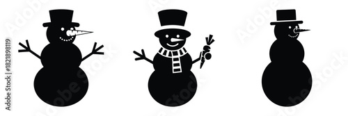 black silhouette snowman carrot pop on a white background graphic design