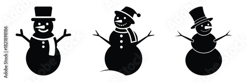 black silhouette snowman chill wiggle on a white background graphic design