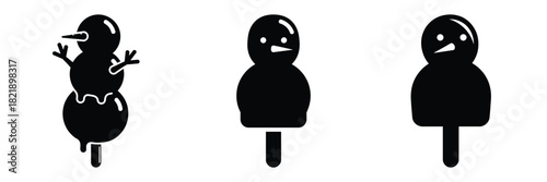 black silhouette snowman frost pop on a white background graphic design