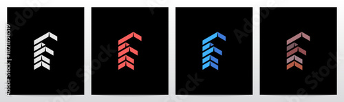 Brick Block Stack Building Structure 3-Dimensional Letter Initial Logo Design F