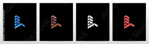 Brick Block Stack Building Structure 3-Dimensional Letter Initial Logo Design L