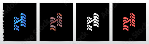 Brick Block Stack Building Structure 3-Dimensional Letter Initial Logo Design H